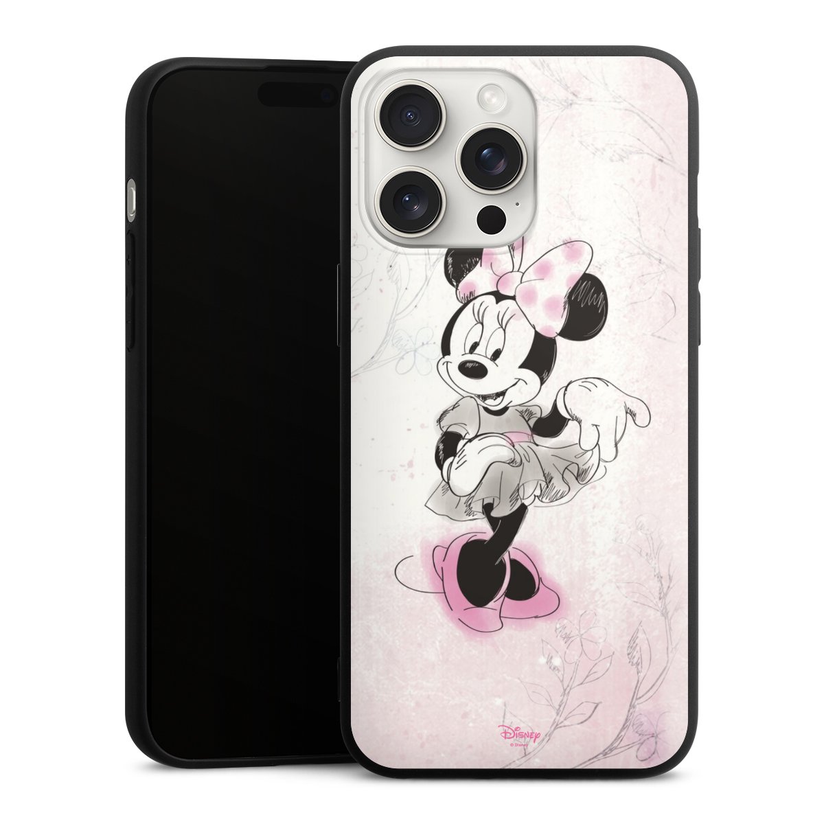 iPhone 15 Pro Max Handy Premium Silikon Hülle Handyhülle schwarz Case Disney Minnie Mouse Vintage Silikon Premium Case