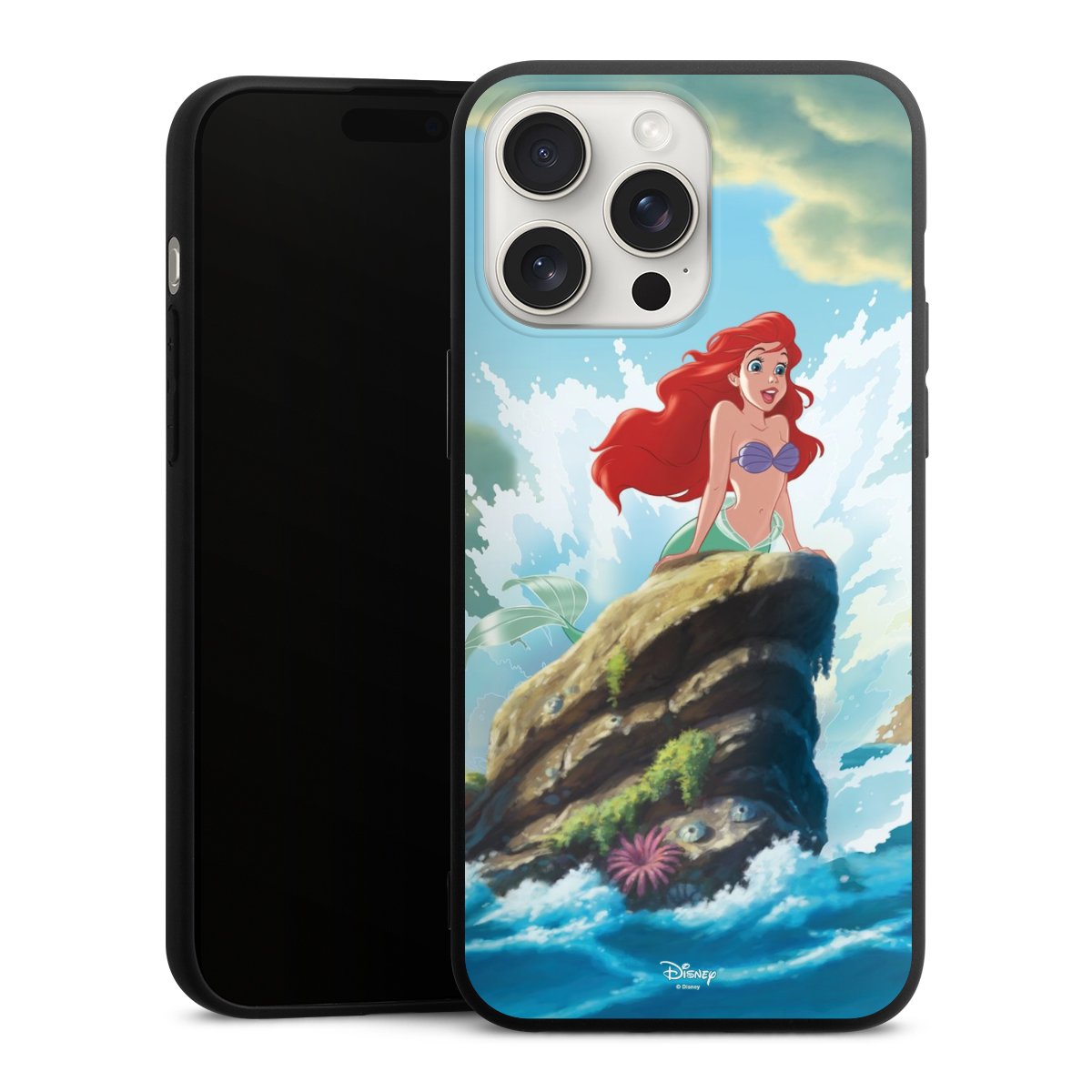 iPhone 15 Pro Max Handy Premium Silikon Hülle Handyhülle schwarz Case Mermaid Arielle Die Meerjungfrau Official Licensed Product Silikon Premium Case