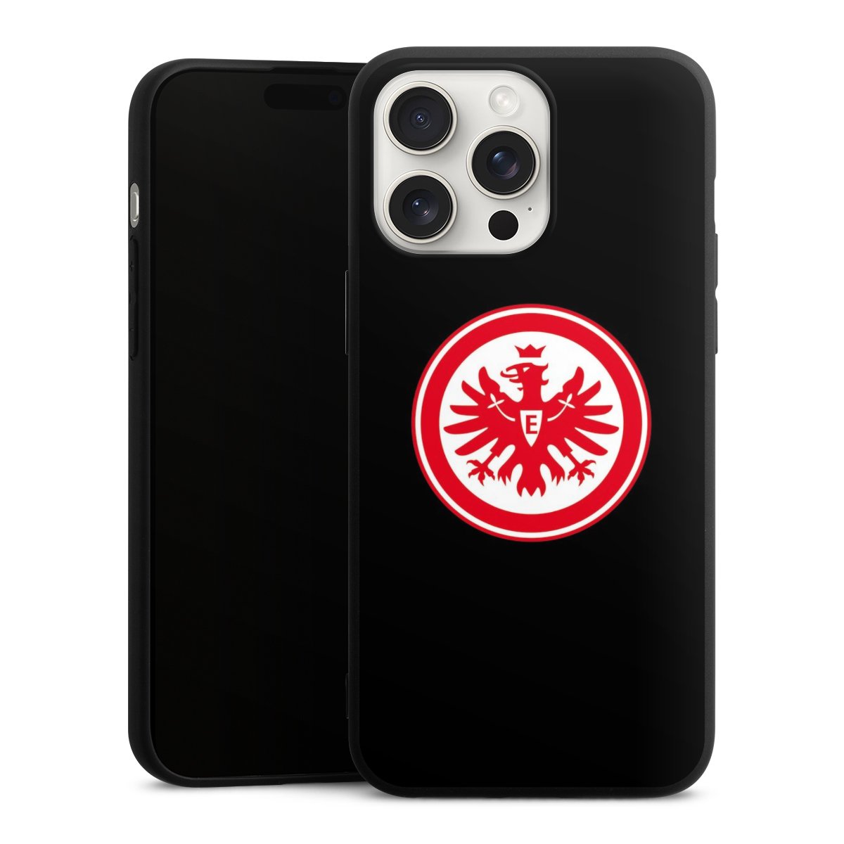 iPhone 15 Pro Max Handy Premium Silikon Hülle Handyhülle schwarz Case Eintracht Frankfurt Sge Eagle Silikon Premium Case