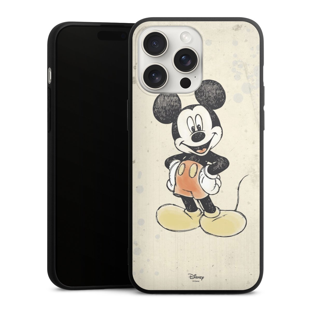 iPhone 15 Pro Max Handy Premium Silikon Hülle Handyhülle schwarz Case Water Colour Mickey & Minnie Mouse Official Licensed Product Silikon Premium Case