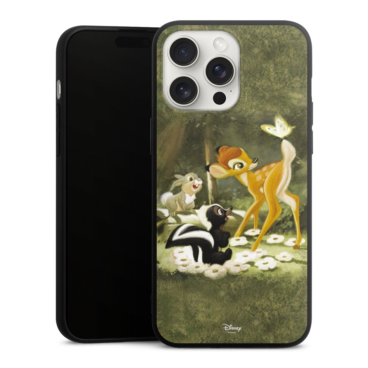 iPhone 15 Pro Max Handy Premium Silikon Hülle Handyhülle schwarz Case Disney Official Licensed Product Bambi Silikon Premium Case