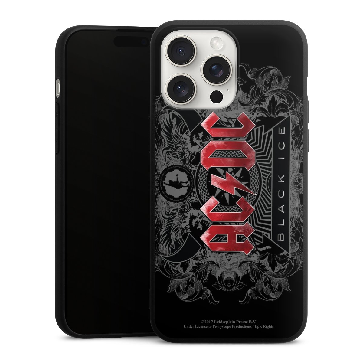 iPhone 15 Pro Max Handy Premium Silikon Hülle Handyhülle schwarz Case Merchandise Black Ice Acdc Silikon Premium Case