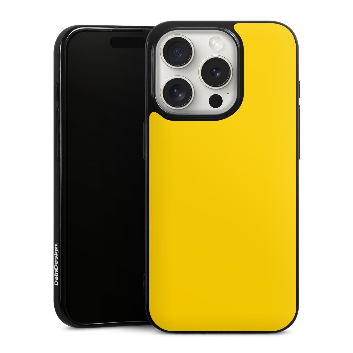 iPhone 15 Pro Handy Silikon Hülle Case schwarz Handyhülle Yellow Unicoloured Colour