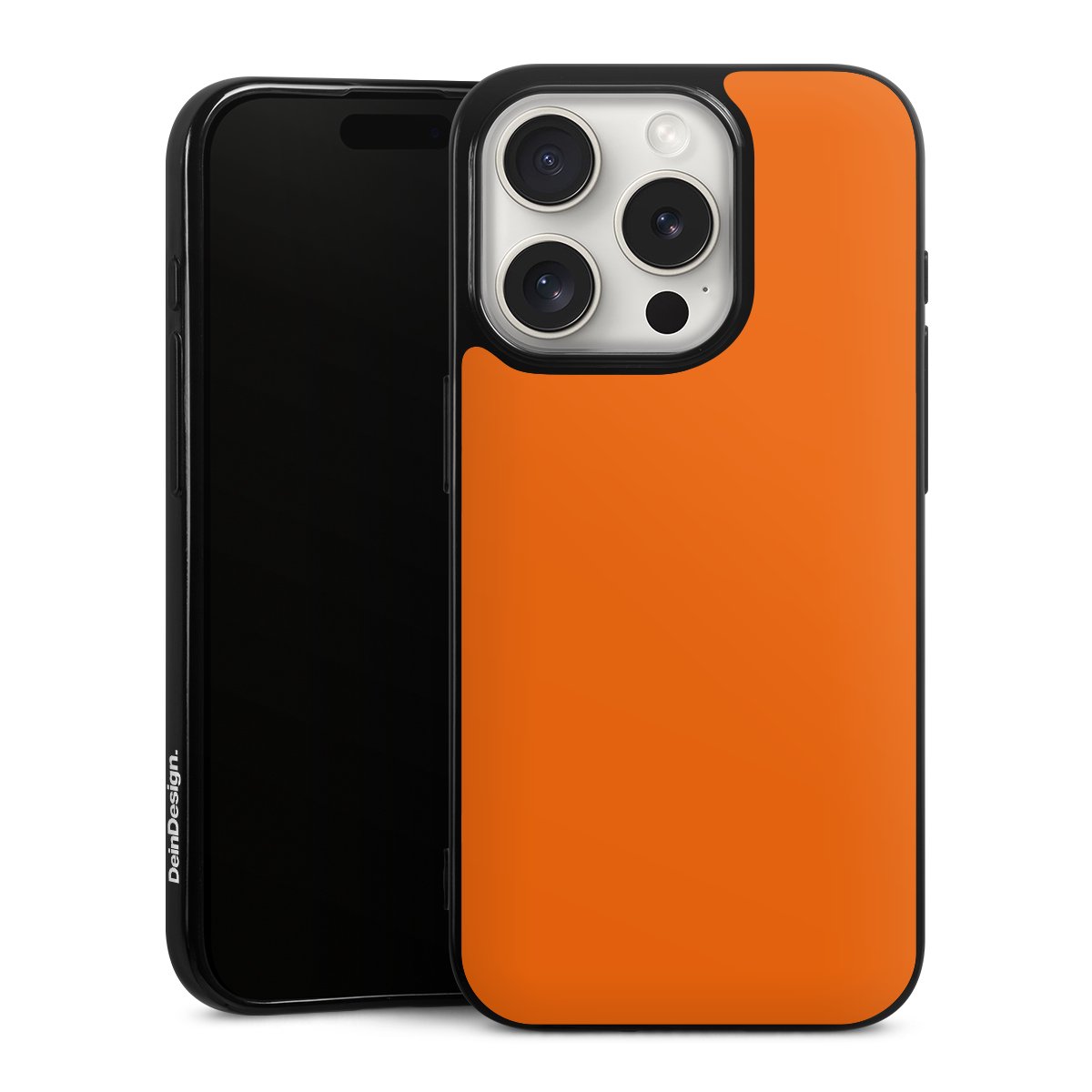 iPhone 15 Pro Handy Silikon Hülle Case schwarz Handyhülle Orange Colour Unicoloured