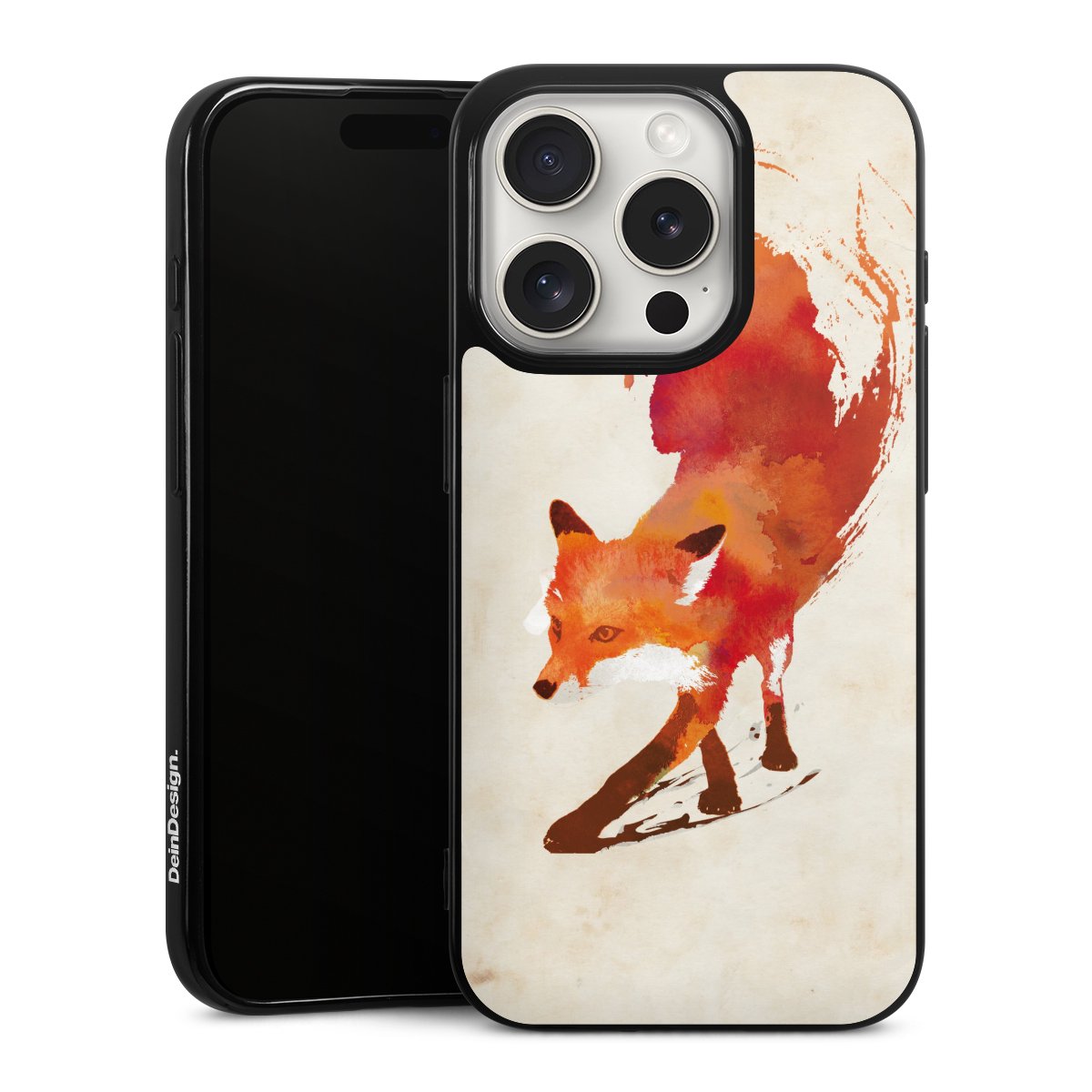 iPhone 15 Pro Handy Silikon Hülle Case schwarz Handyhülle Fox Graphic