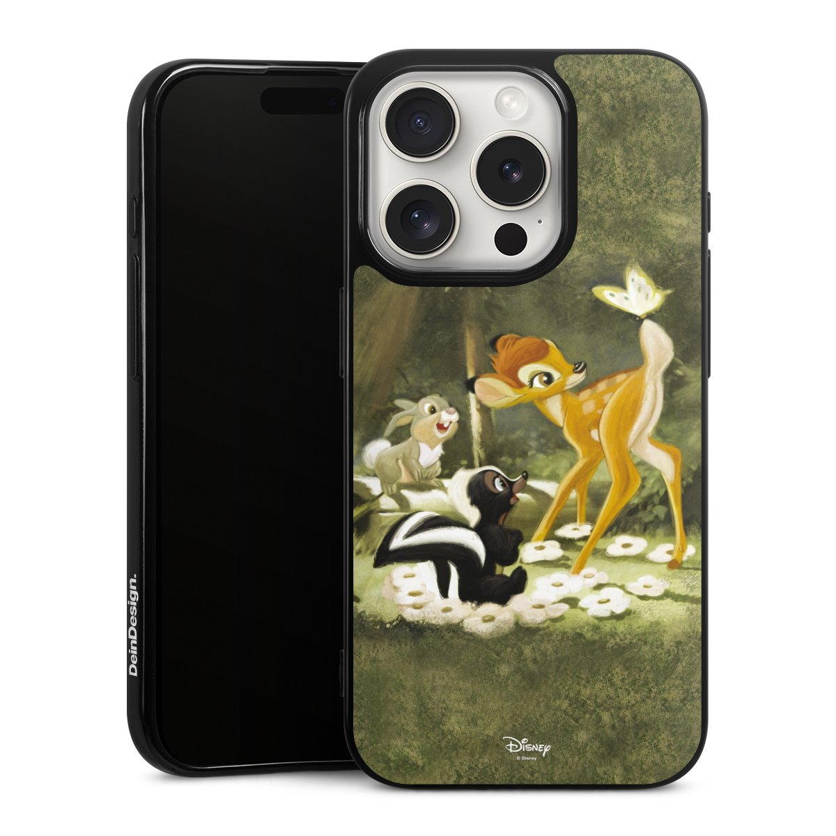 iPhone 15 Pro Handy Silikon Hülle Case schwarz Handyhülle Disney Official Licensed Product Bambi