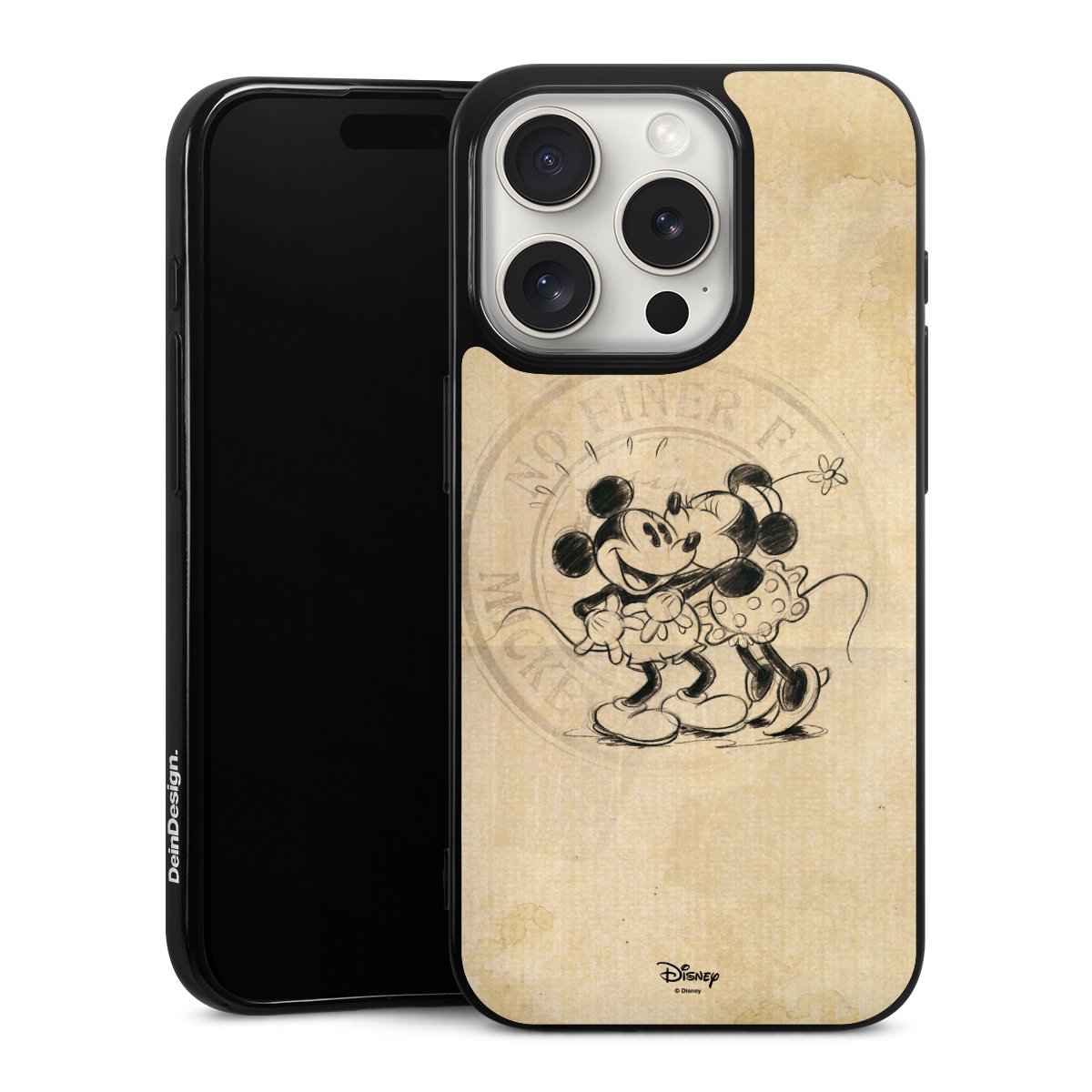 iPhone 15 Pro Handy Silikon Hülle Case schwarz Handyhülle Mickey Mouse Vintage Minnie Mouse