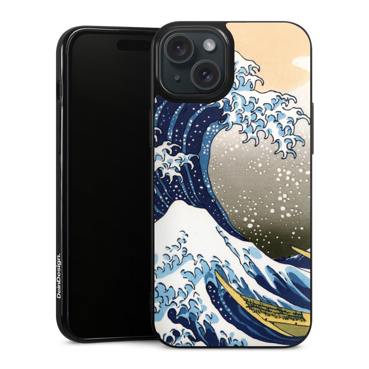 iPhone 15 Plus Handy Silikon Hülle Case schwarz Handyhülle Kunst Katsushika Hokusai Die Große Welle Vor Kanagawa