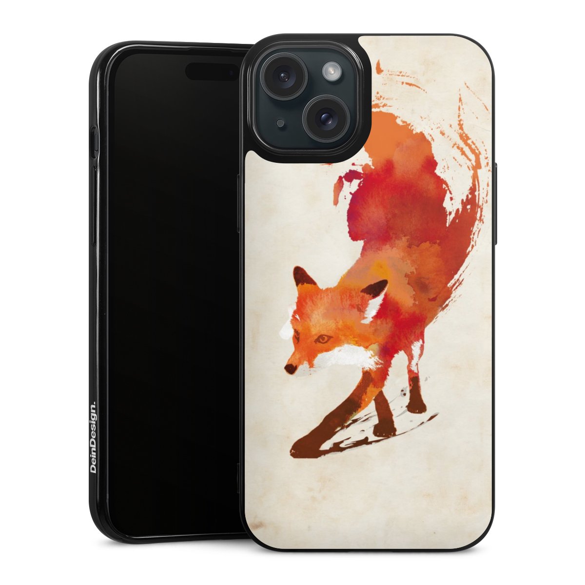 iPhone 15 Plus Handy Silikon Hülle Case schwarz Handyhülle Fox Graphic