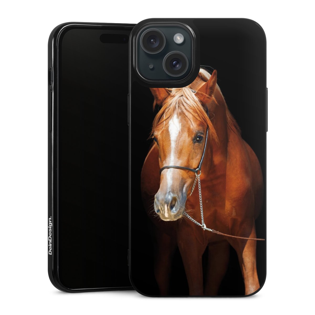 iPhone 15 Plus Handy Silikon Hülle Case schwarz Handyhülle Mare Horse Hobby