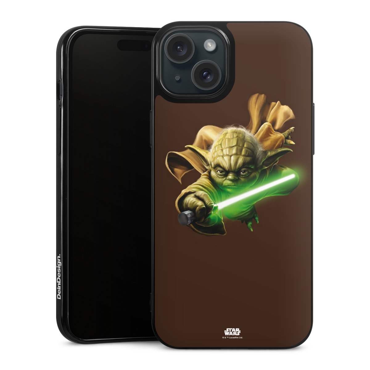 iPhone 15 Plus Handy Silikon Hülle Case schwarz Handyhülle Yoda Merchandise Star Wars