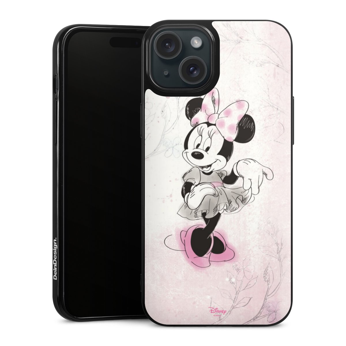 iPhone 15 Plus Handy Silikon Hülle Case schwarz Handyhülle Disney Minnie Mouse Vintage