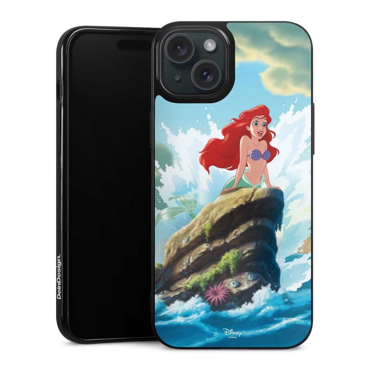 iPhone 15 Plus Handy Silikon Hülle Case schwarz Handyhülle Mermaid Arielle Die Meerjungfrau Official Licensed Product