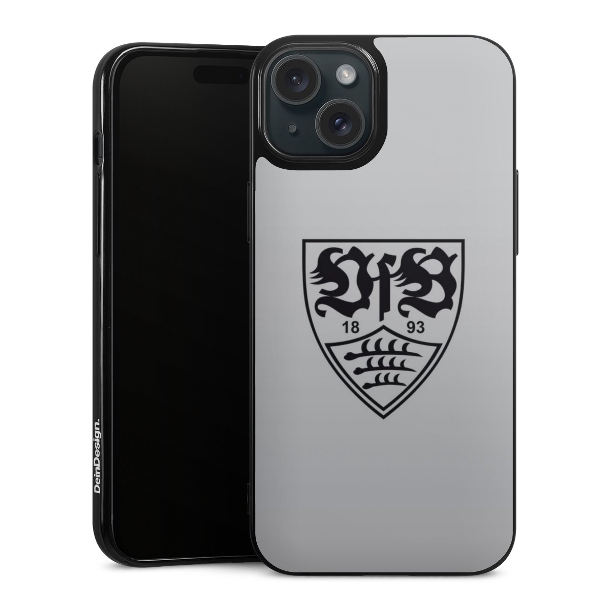 iPhone 15 Plus Handy Silikon Hülle Case schwarz Handyhülle Logo Vfb Stuttgart Official Licensed Product