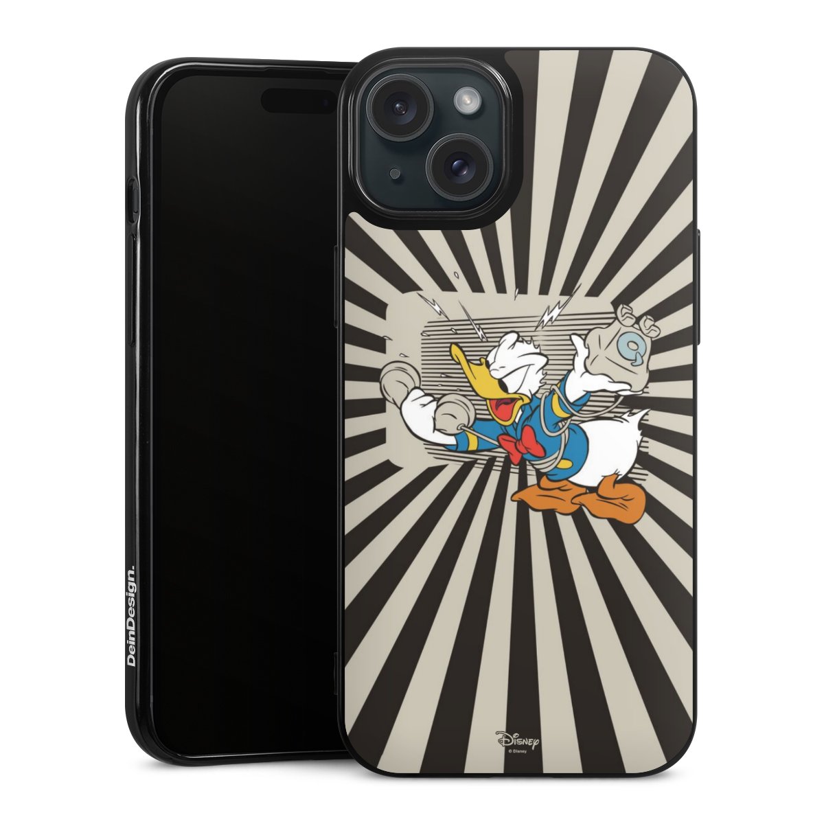 iPhone 15 Plus Handy Silikon Hülle Case schwarz Handyhülle Donald Duck Disney Official Licensed Product