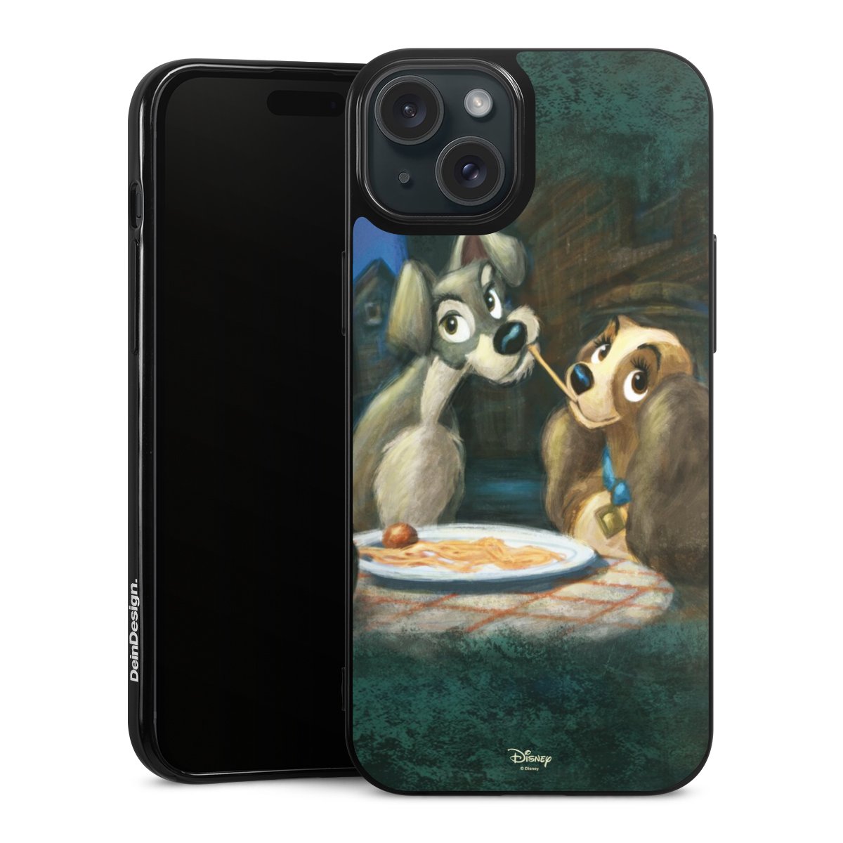 iPhone 15 Plus Handy Silikon Hülle Case schwarz Handyhülle Lady And The Tramp Official Licensed Product Disney