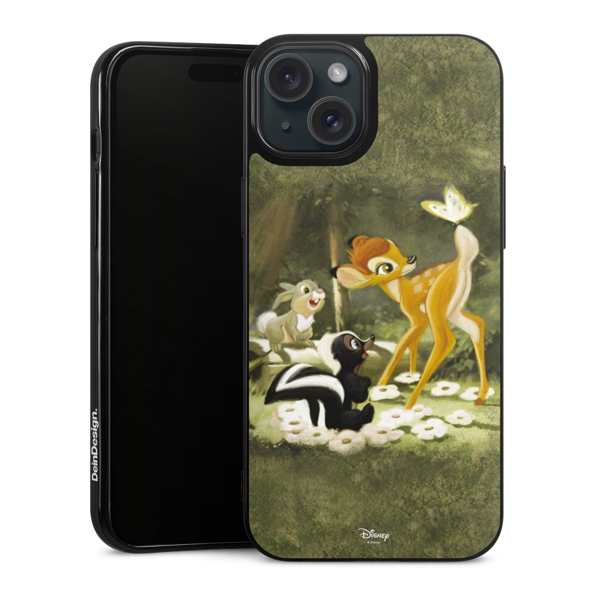 iPhone 15 Plus Handy Silikon Hülle Case schwarz Handyhülle Disney Official Licensed Product Bambi