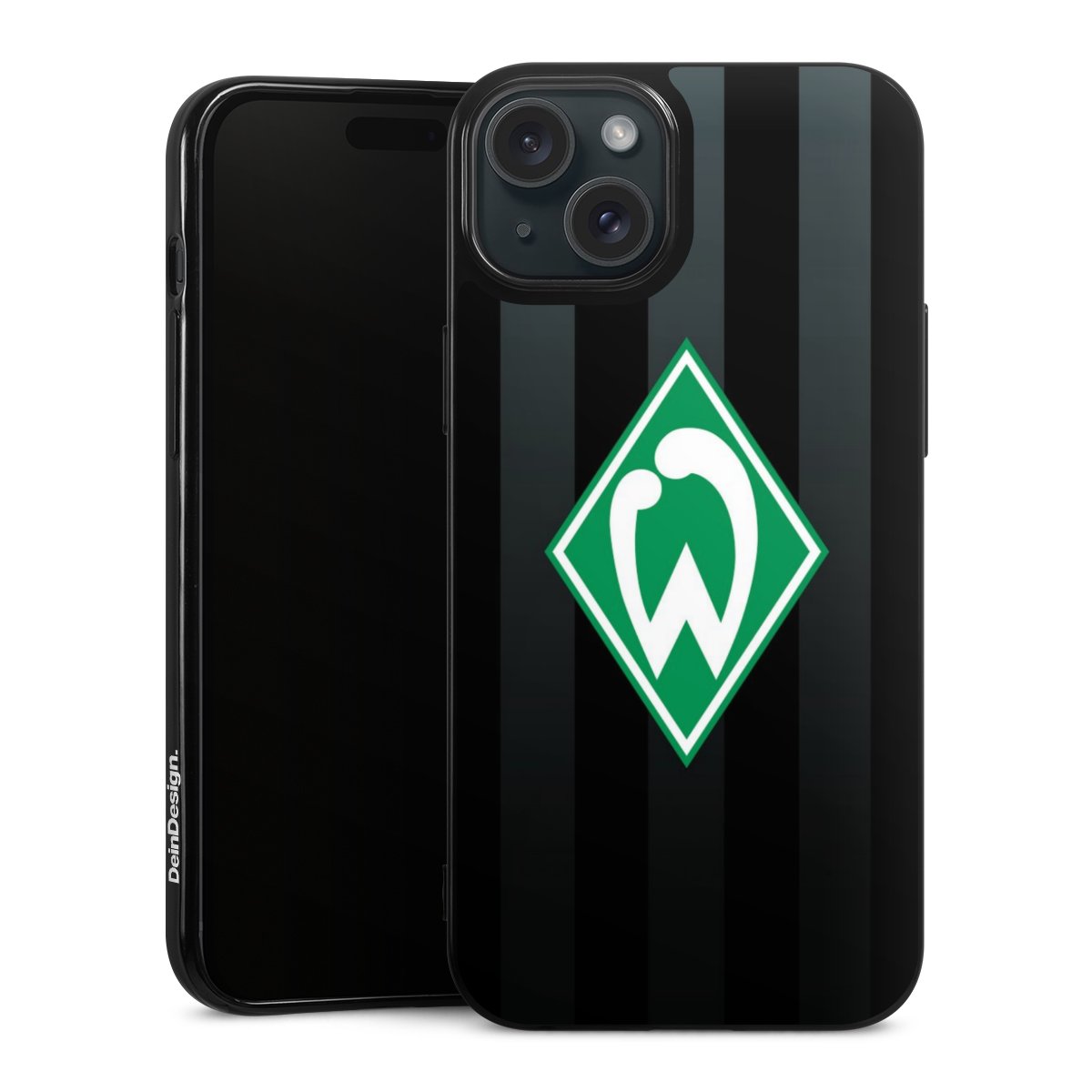 iPhone 15 Plus Handy Silikon Hülle Case schwarz Handyhülle Stripes Sv Werder Bremen Official Licensed Product