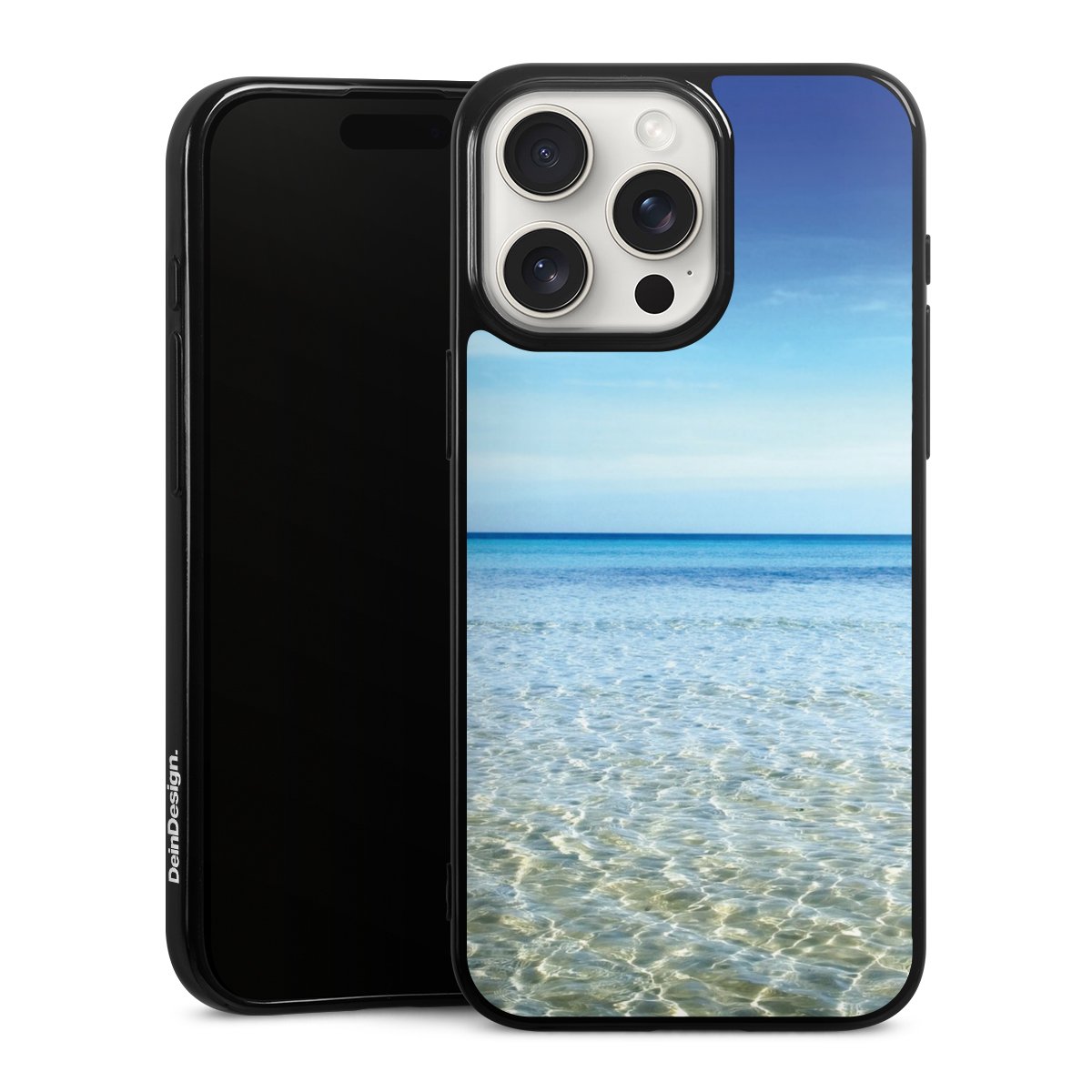 iPhone 15 Pro Max Handy Silikon Hülle Case schwarz Handyhülle Urlaub Sky Ocean