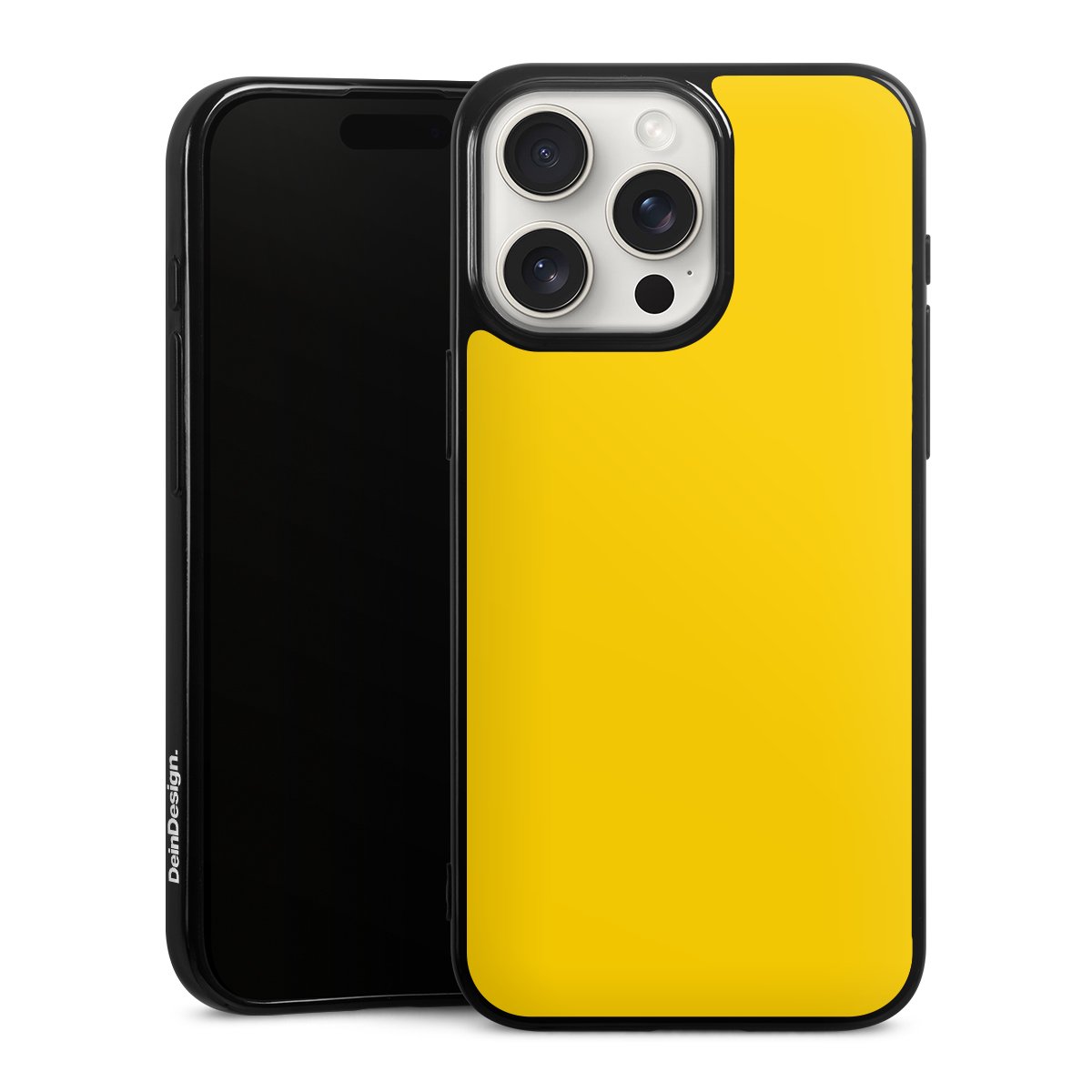 iPhone 15 Pro Max Handy Silikon Hülle Case schwarz Handyhülle Yellow Unicoloured Colour