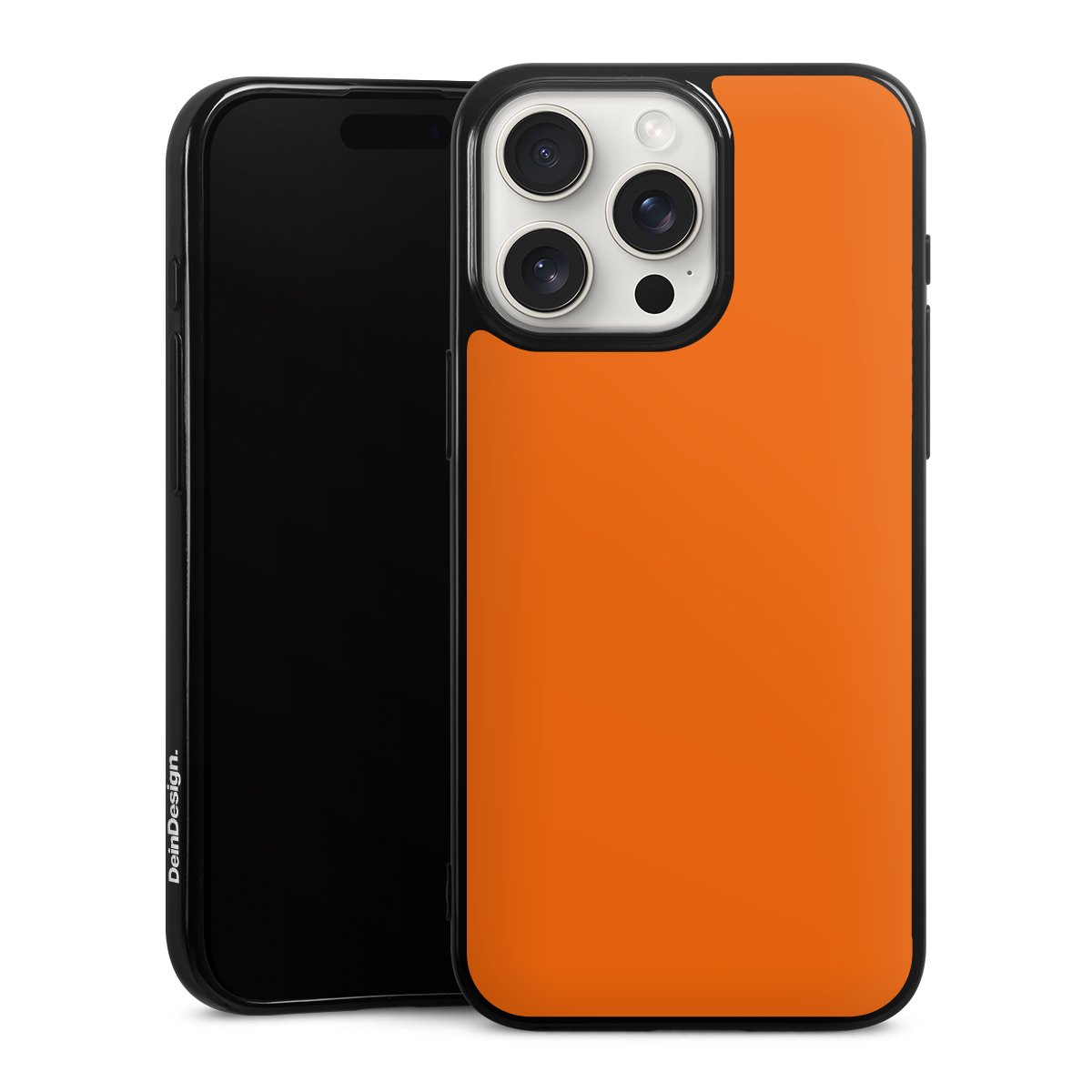 iPhone 15 Pro Max Handy Silikon Hülle Case schwarz Handyhülle Orange Colour Unicoloured