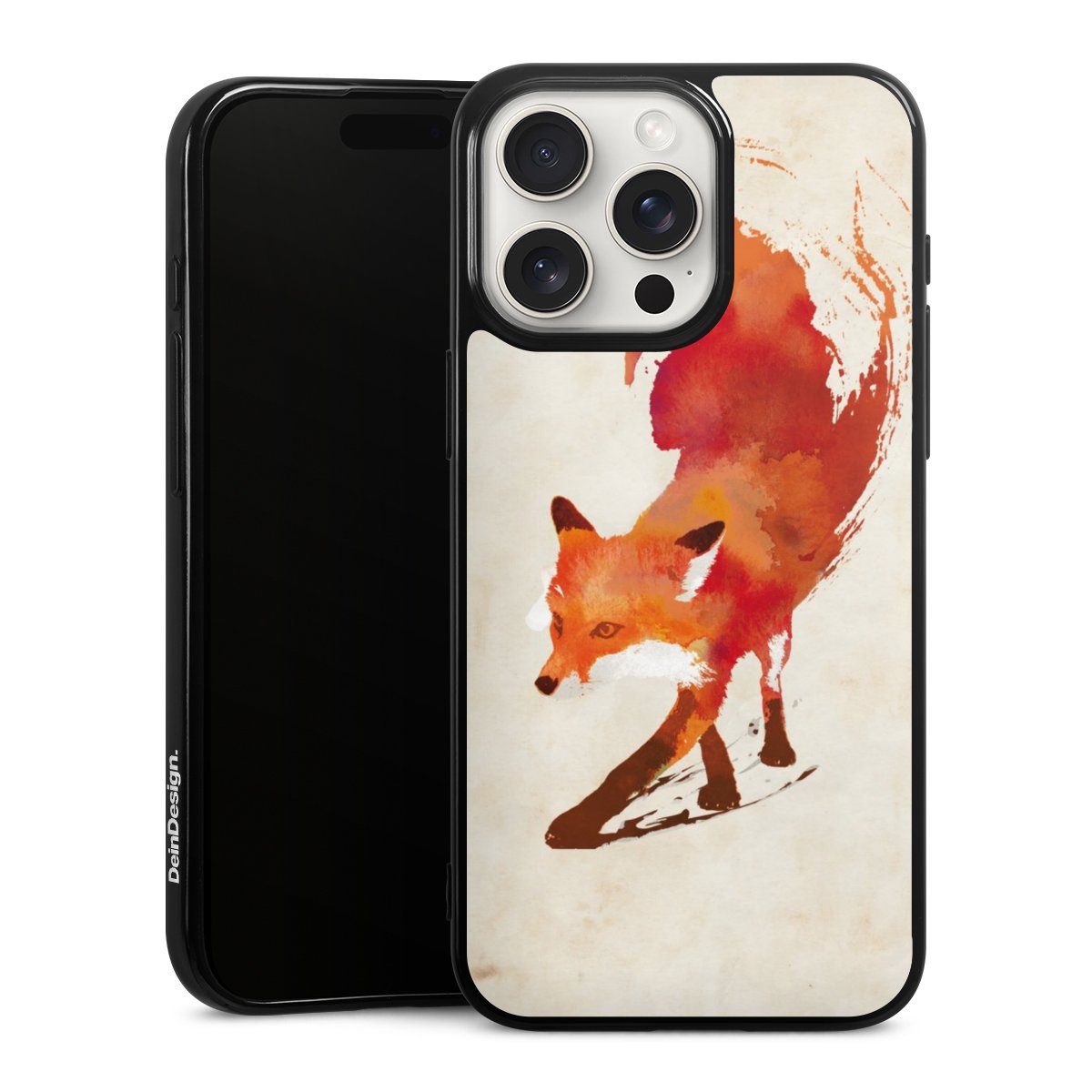 iPhone 15 Pro Max Handy Silikon Hülle Case schwarz Handyhülle Fox Graphic