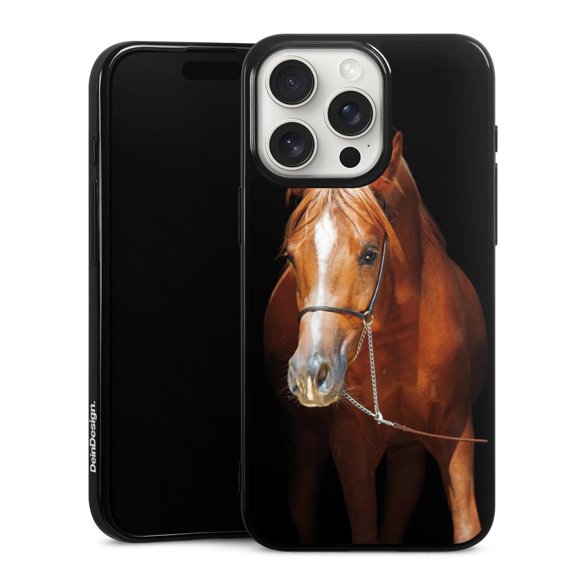 iPhone 15 Pro Max Handy Silikon Hülle Case schwarz Handyhülle Mare Horse Hobby