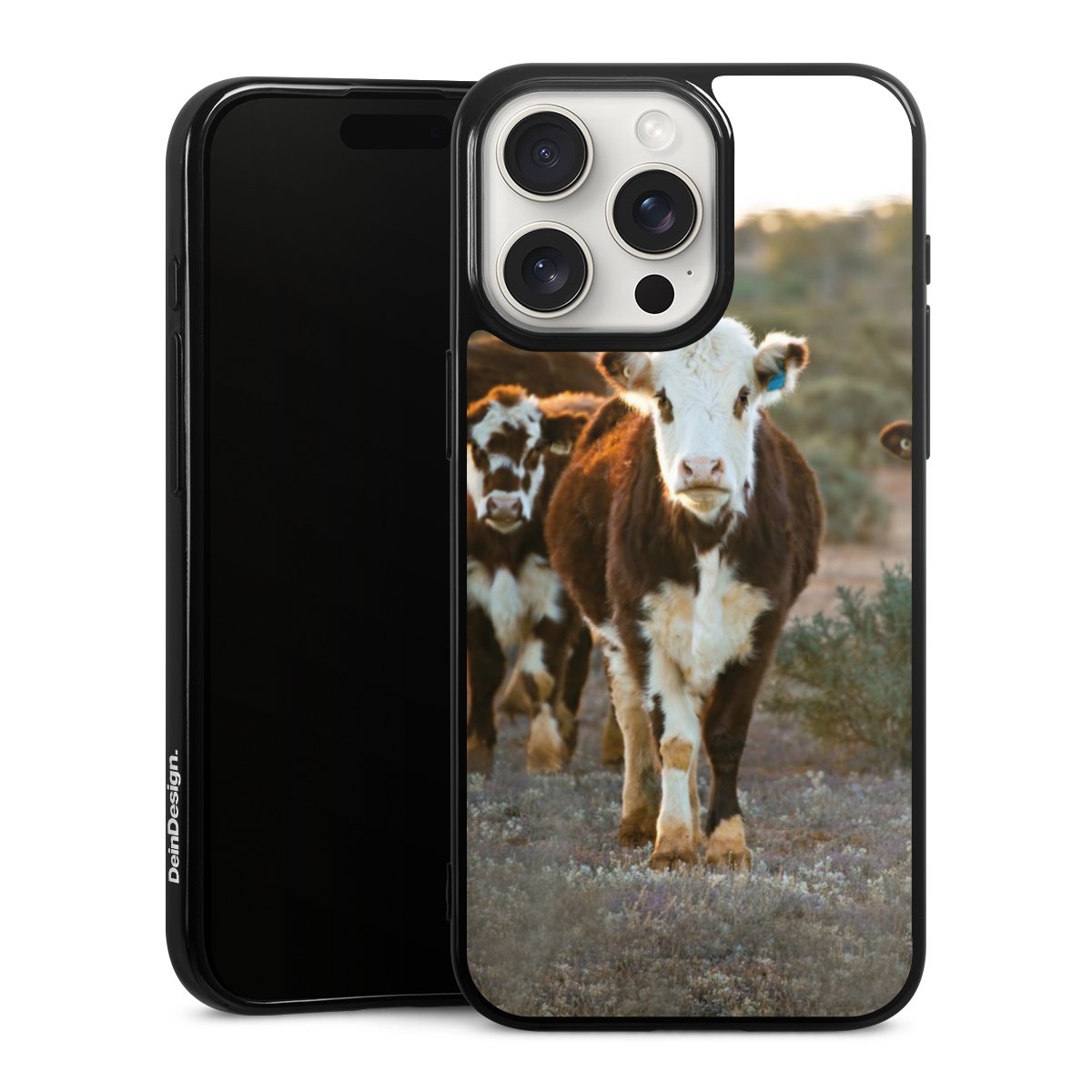 iPhone 15 Pro Max Handy Silikon Hülle Case schwarz Handyhülle Cow Farmer Calf