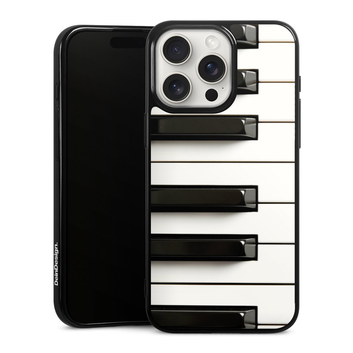 iPhone 15 Pro Max Handy Silikon Hülle Case schwarz Handyhülle Klavier Piano Music