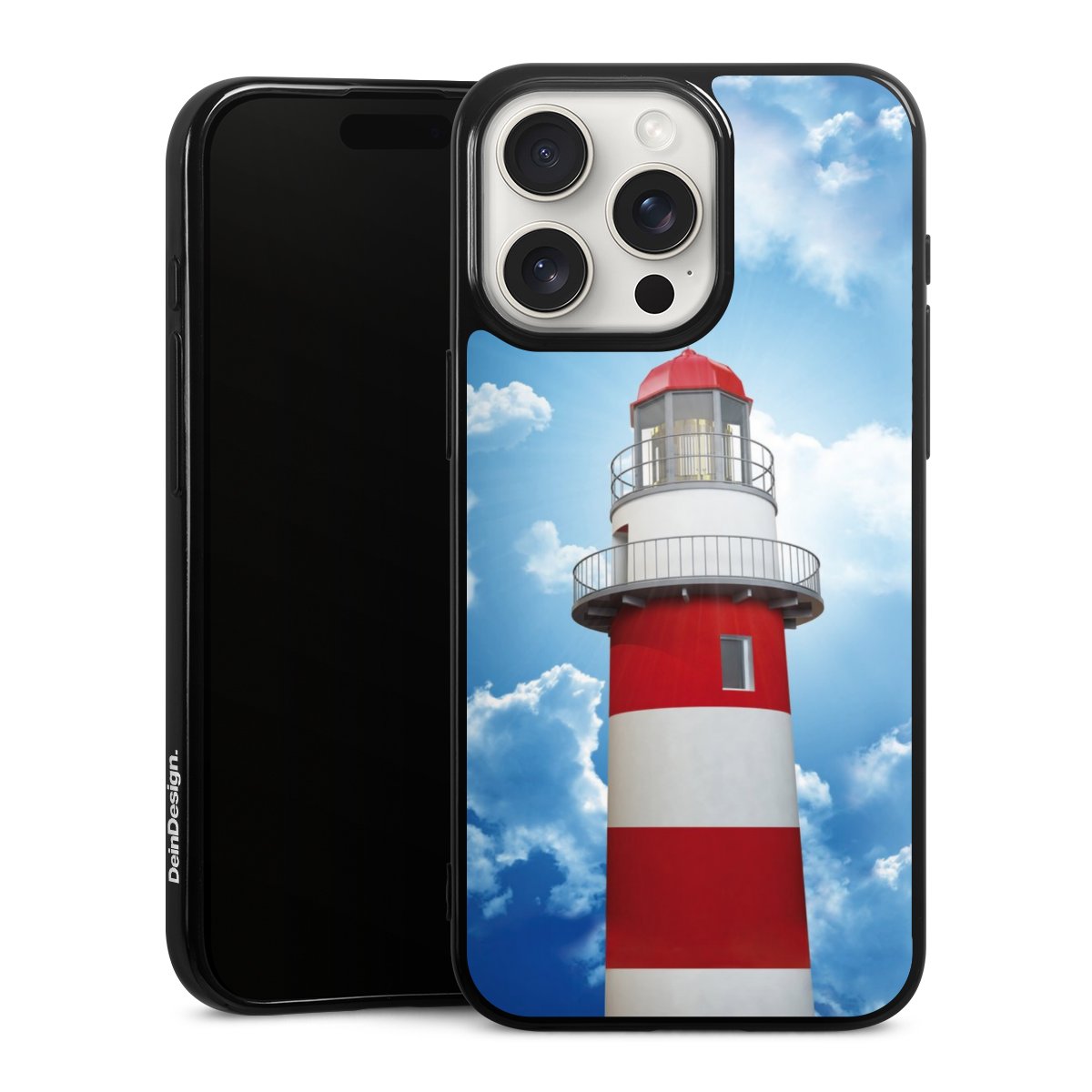 iPhone 15 Pro Max Handy Silikon Hülle Case schwarz Handyhülle Lighthouse Sky Cloud