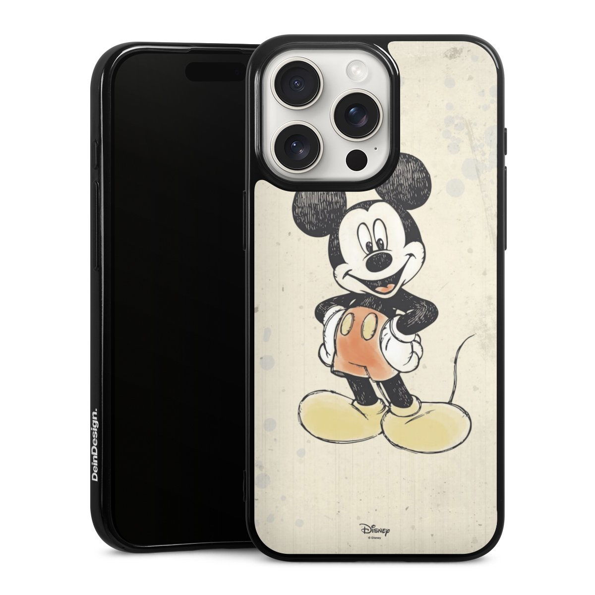 iPhone 15 Pro Max Handy Silikon Hülle Case schwarz Handyhülle Water Colour Mickey & Minnie Mouse Official Licensed Product