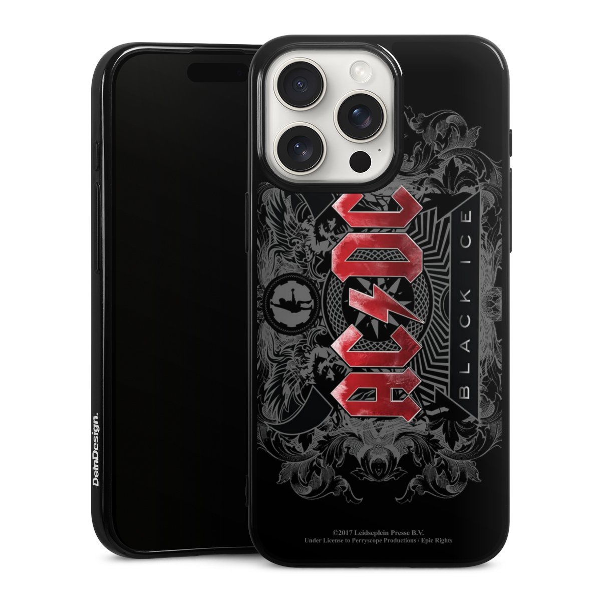 iPhone 15 Pro Max Handy Silikon Hülle Case schwarz Handyhülle Merchandise Black Ice Acdc