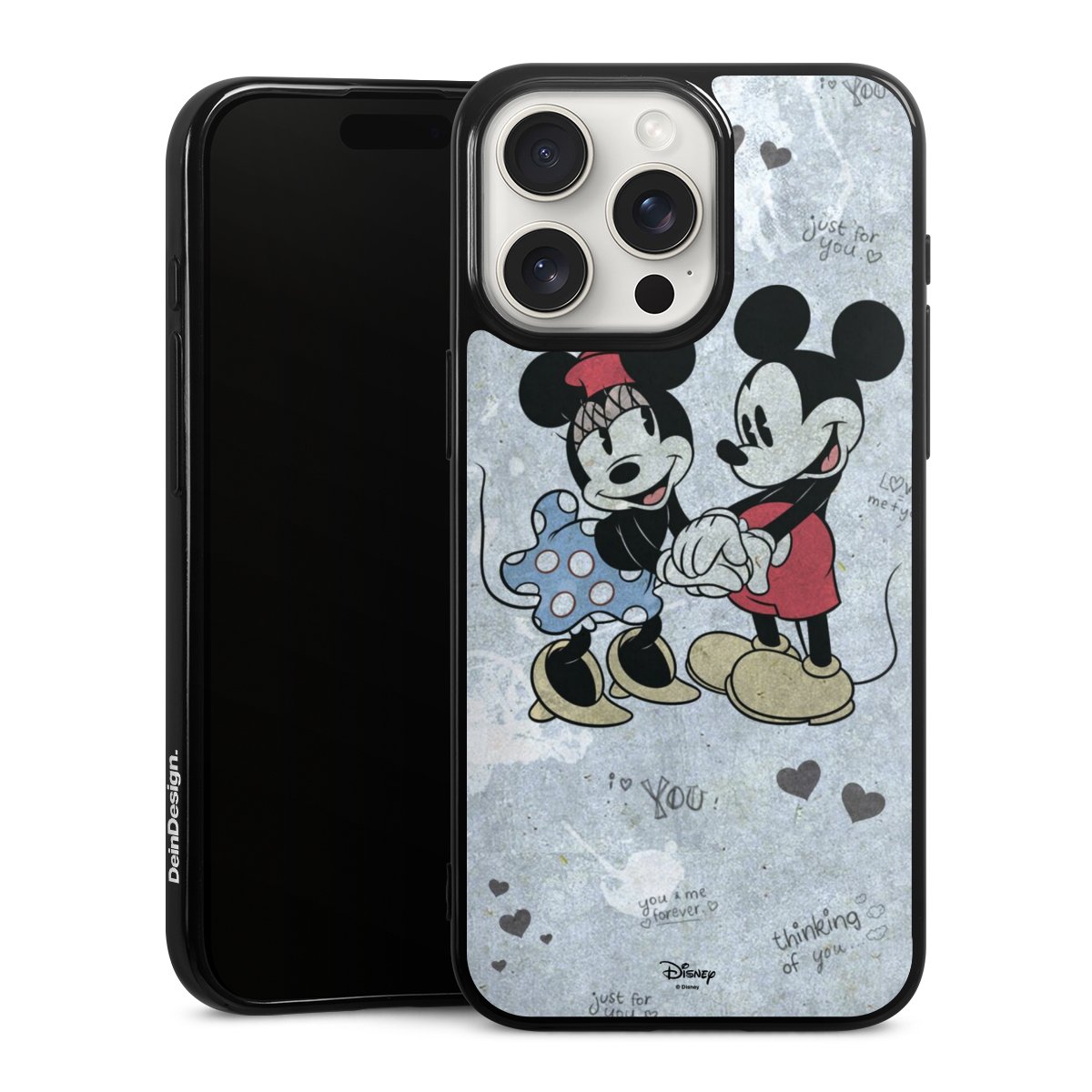 iPhone 15 Pro Max Handy Silikon Hülle Case schwarz Handyhülle Mickey & Minnie Mouse Vintage Disney