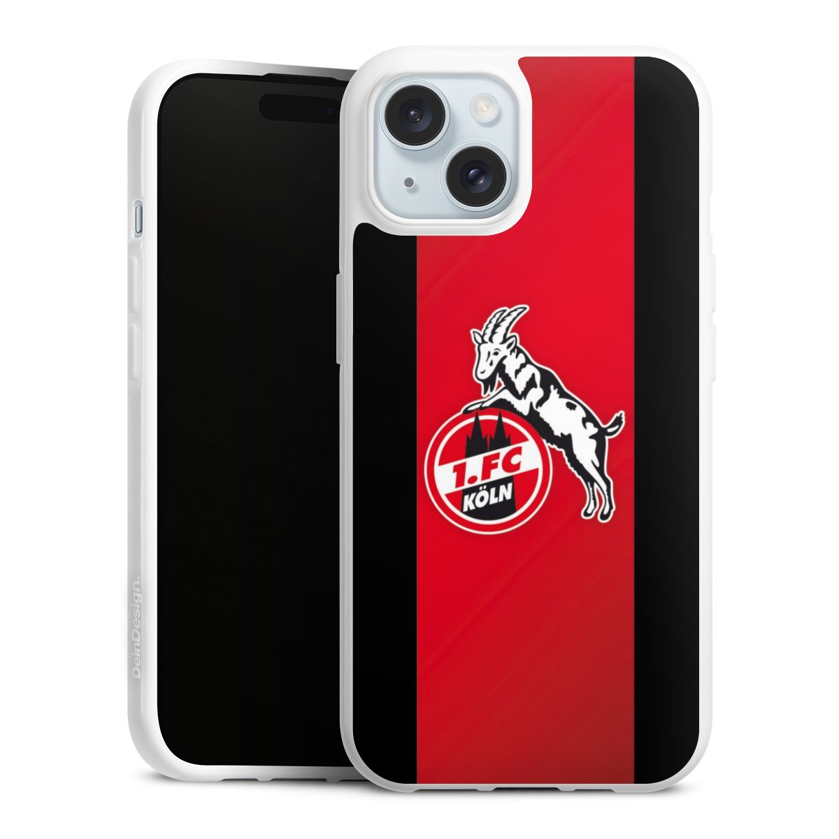 iPhone 15 Handy Silikon Hülle Case weiß Handyhülle Official Licensed Product Billy Goat Hennes 1. Fc Köln Silikon Case