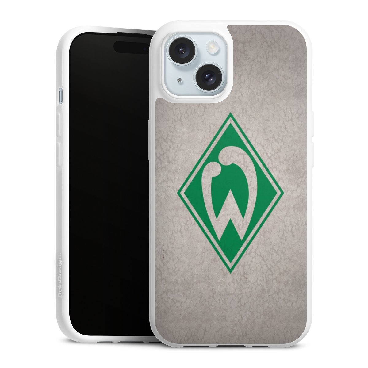 iPhone 15 Handy Silikon Hülle Case weiß Handyhülle Sv Werder Bremen Concrete Official Licensed Product Silikon Case