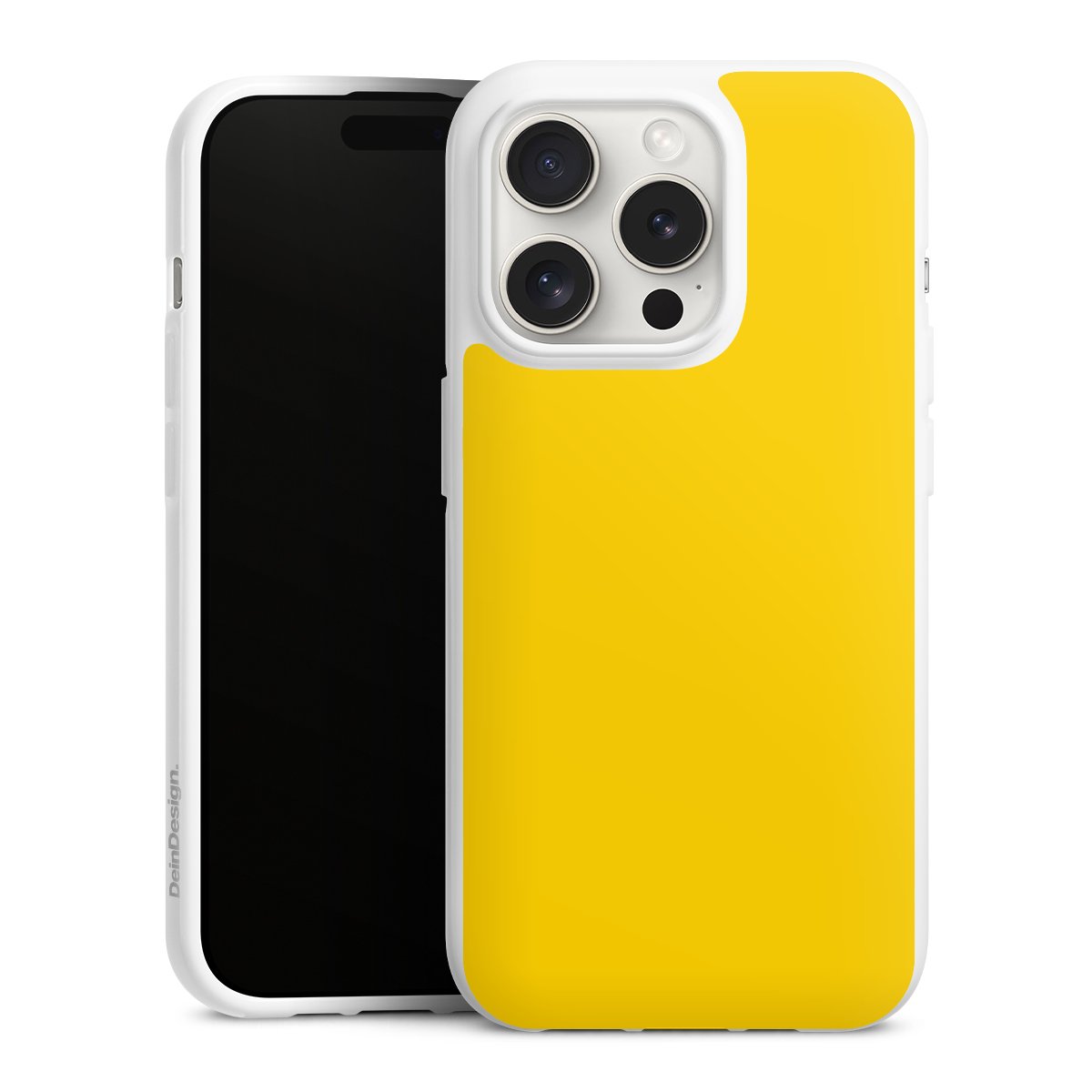 iPhone 15 Pro Handy Silikon Hülle Case weiß Handyhülle Yellow Unicoloured Colour Silikon Case