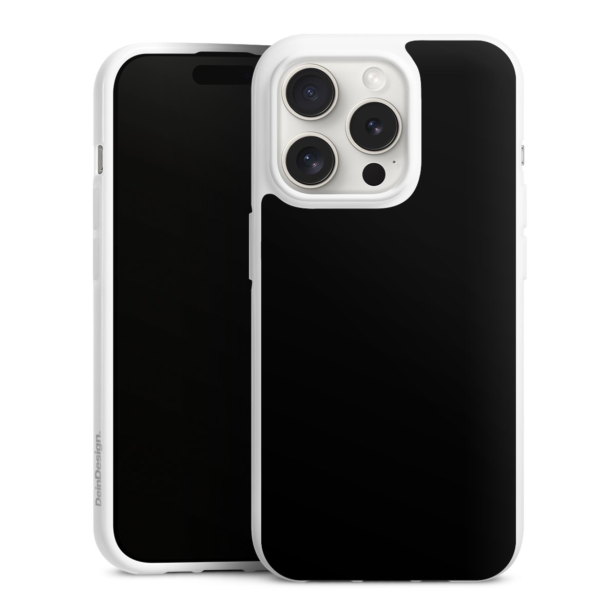 iPhone 15 Pro Handy Silikon Hülle Case weiß Handyhülle Black Colour Unicoloured Silikon Case