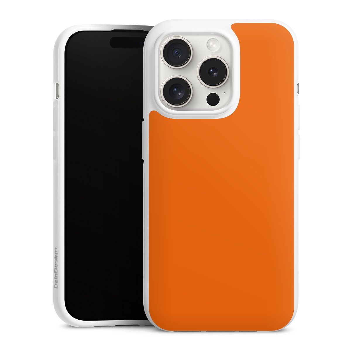 iPhone 15 Pro Handy Silikon Hülle Case weiß Handyhülle Orange Colour Unicoloured Silikon Case