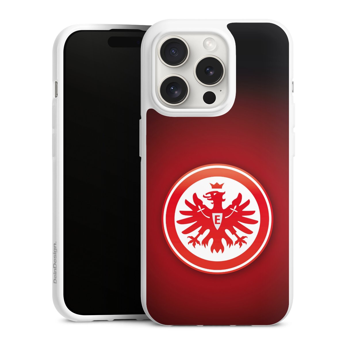 iPhone 15 Pro Handy Silikon Hülle Case weiß Handyhülle Eintracht Frankfurt Official Licensed Product Coat Of Arms Silikon Case