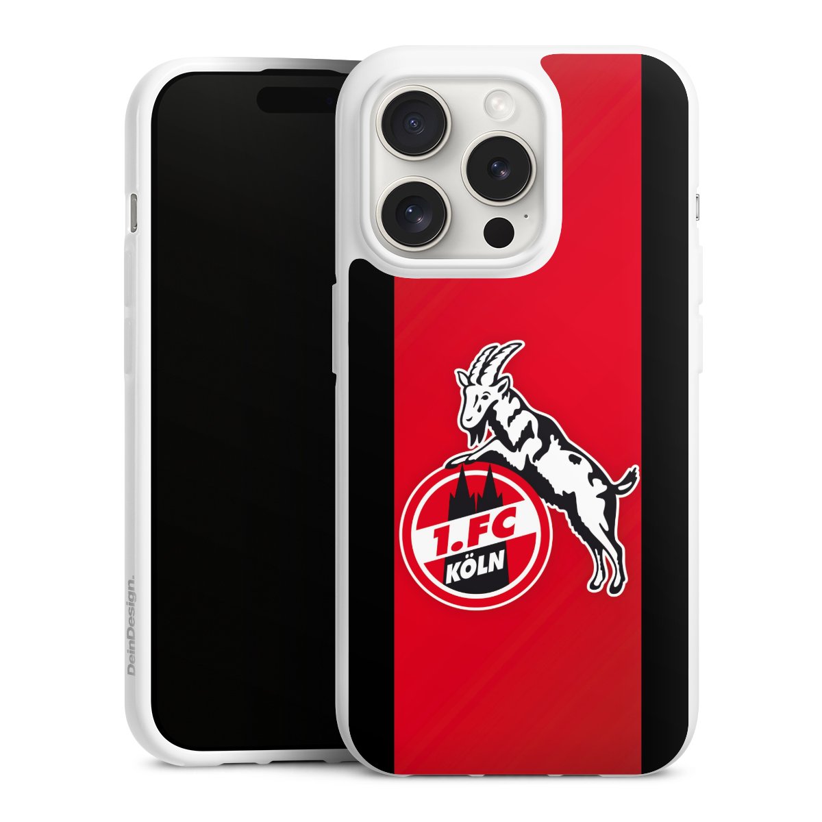 iPhone 15 Pro Handy Silikon Hülle Case weiß Handyhülle Official Licensed Product Billy Goat Hennes 1. Fc Köln Silikon Case