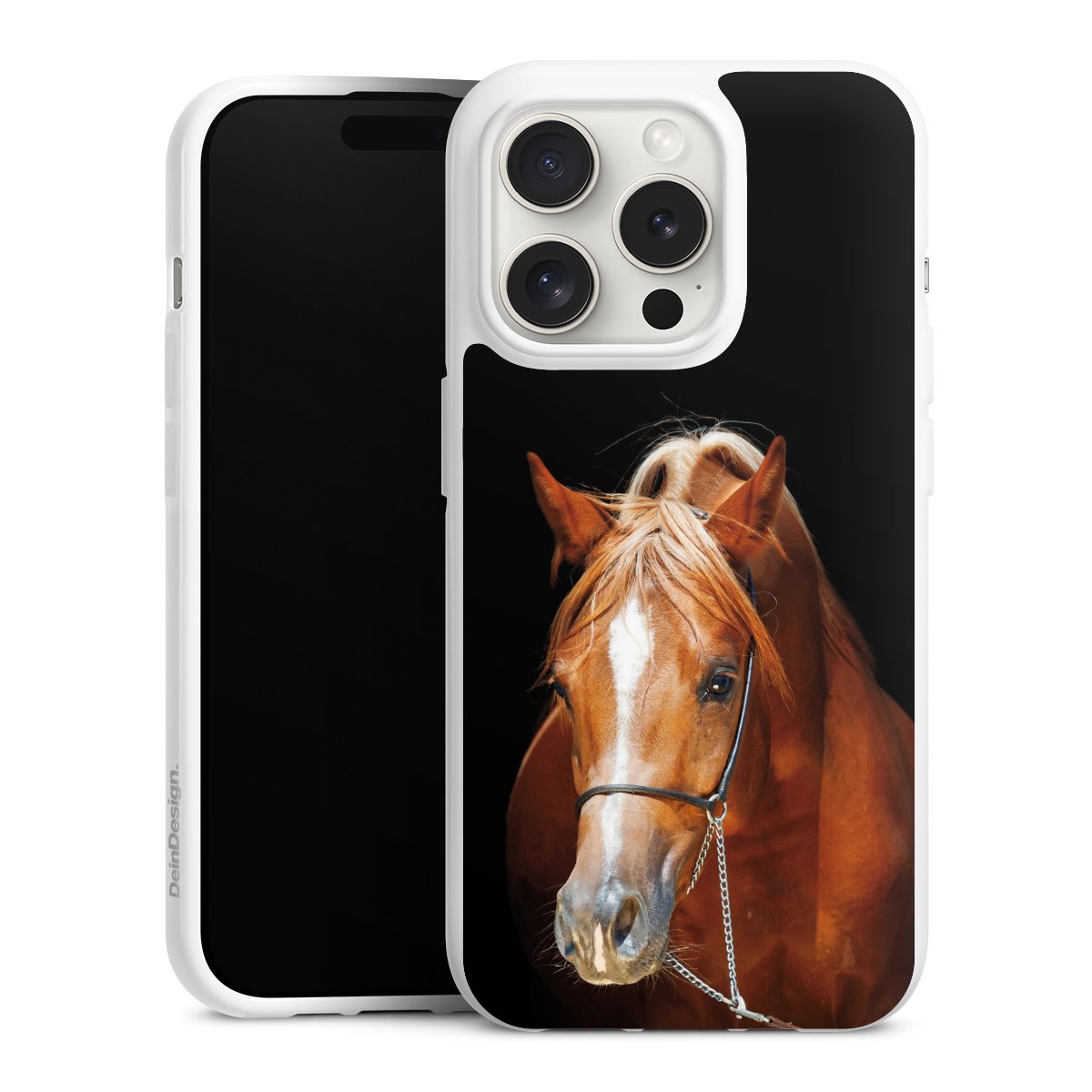 iPhone 15 Pro Handy Silikon Hülle Case weiß Handyhülle Mare Horse Hobby Silikon Case