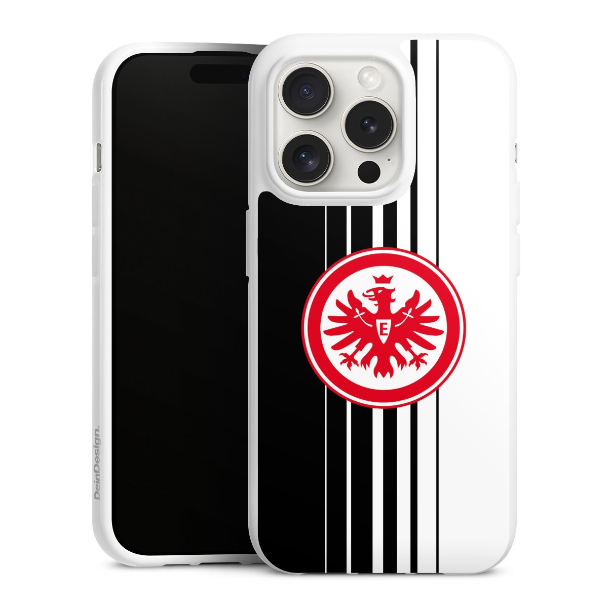 iPhone 15 Pro Handy Silikon Hülle Case weiß Handyhülle Stripes Eintracht Frankfurt Official Licensed Product Silikon Case