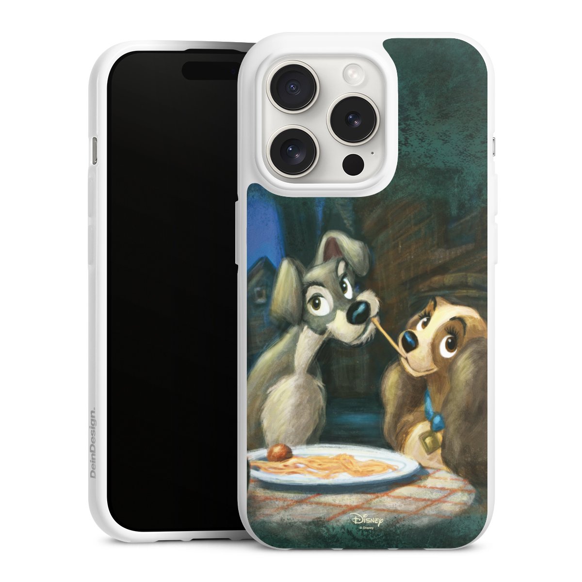 iPhone 15 Pro Handy Silikon Hülle Case weiß Handyhülle Lady And The Tramp Official Licensed Product Disney Silikon Case