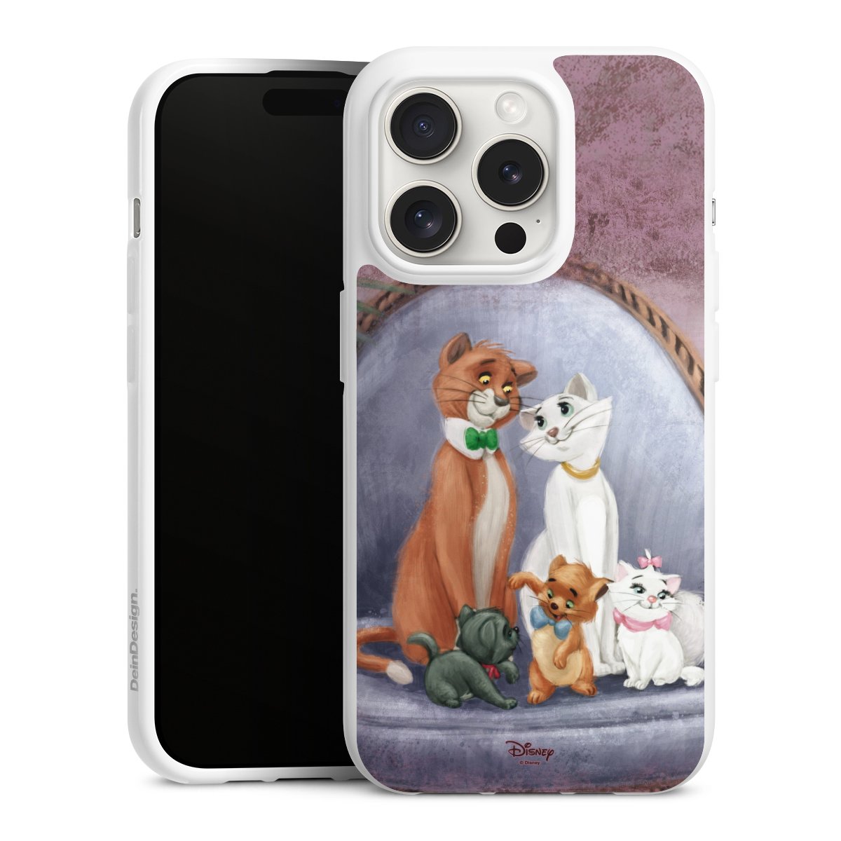 iPhone 15 Pro Handy Silikon Hülle Case weiß Handyhülle Official Licensed Product Disney Aristocats Silikon Case