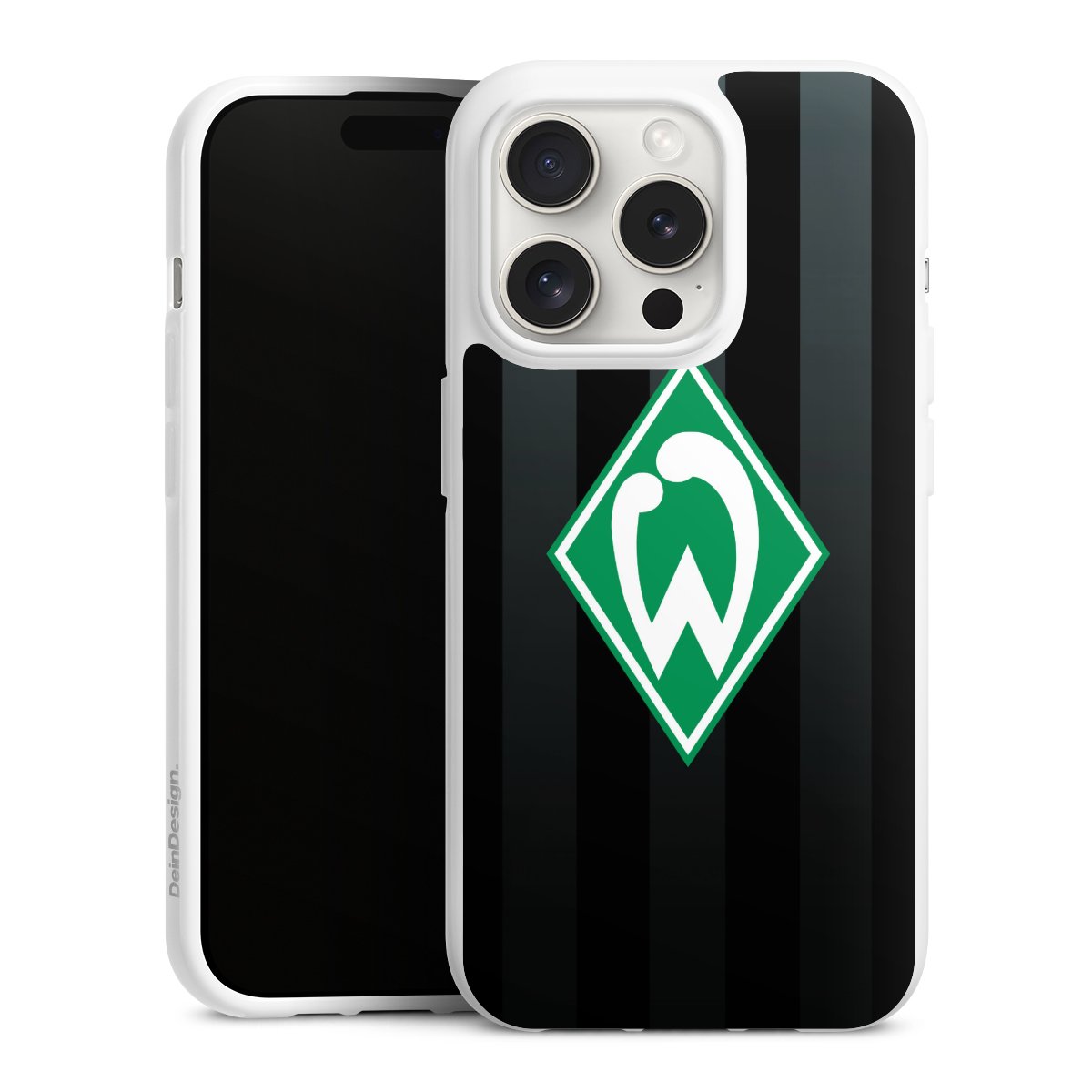 iPhone 15 Pro Handy Silikon Hülle Case weiß Handyhülle Stripes Sv Werder Bremen Official Licensed Product Silikon Case