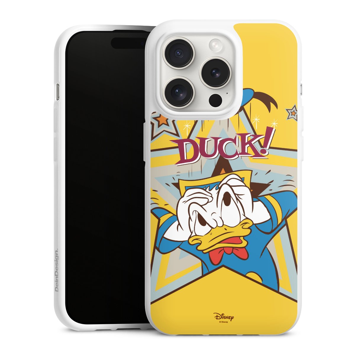 iPhone 15 Pro Handy Silikon Hülle Case weiß Handyhülle Official Licensed Product Donald Duck Disney Silikon Case