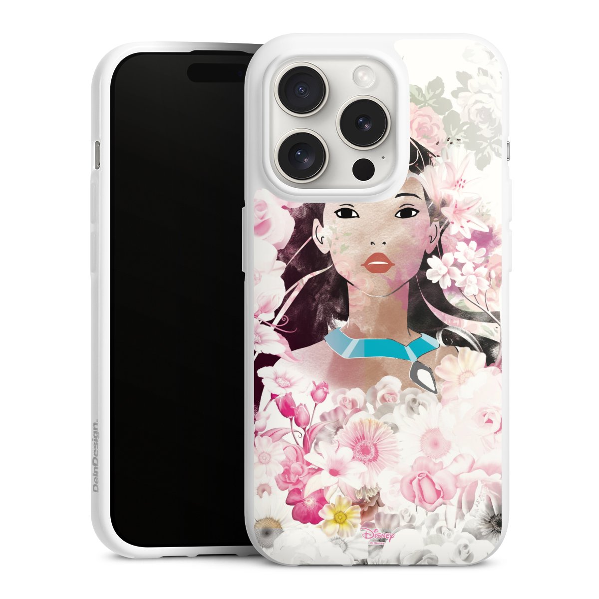 iPhone 15 Pro Handy Silikon Hülle Case weiß Handyhülle Pocahontas Official Licensed Product Disney Silikon Case