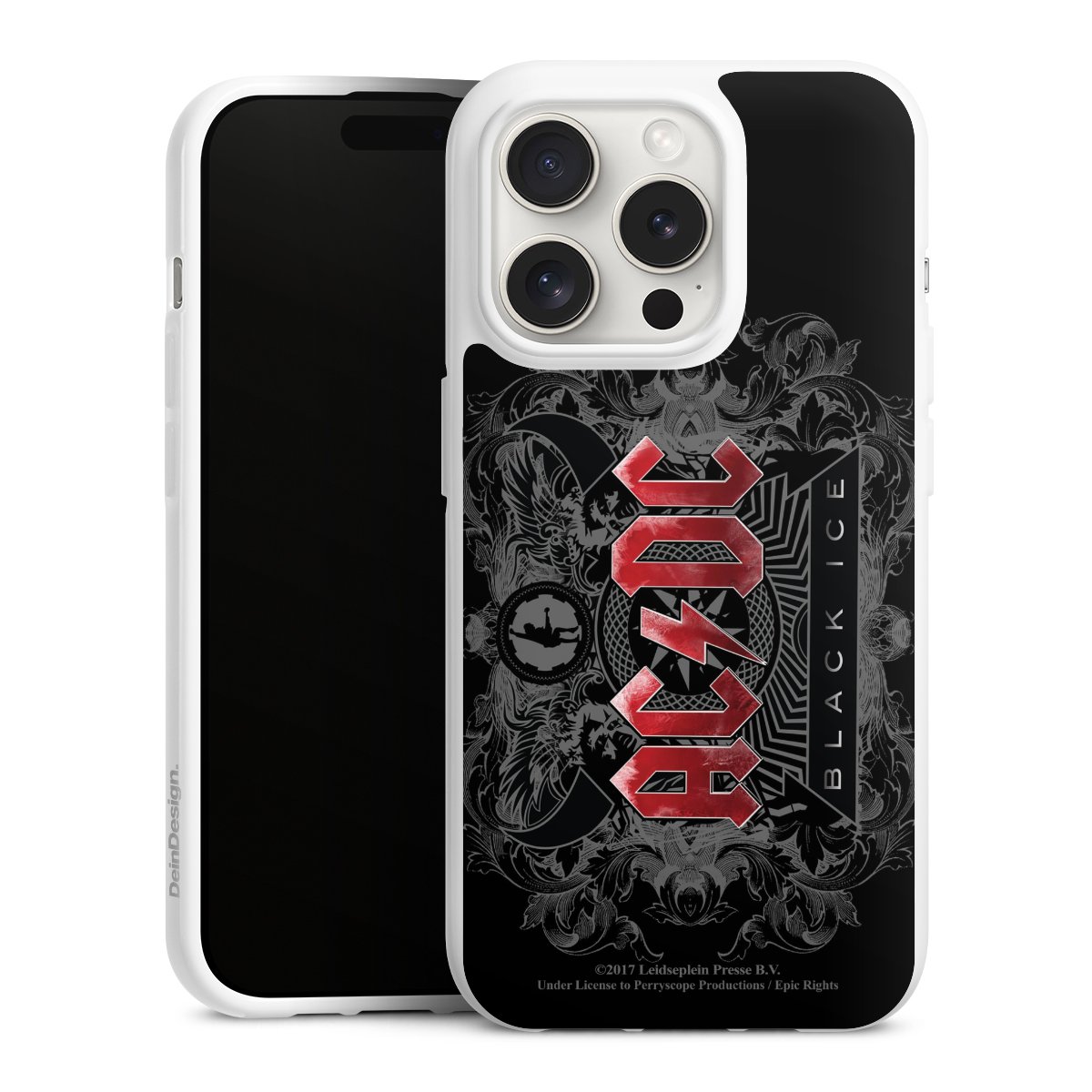 iPhone 15 Pro Handy Silikon Hülle Case weiß Handyhülle Merchandise Black Ice Acdc Silikon Case