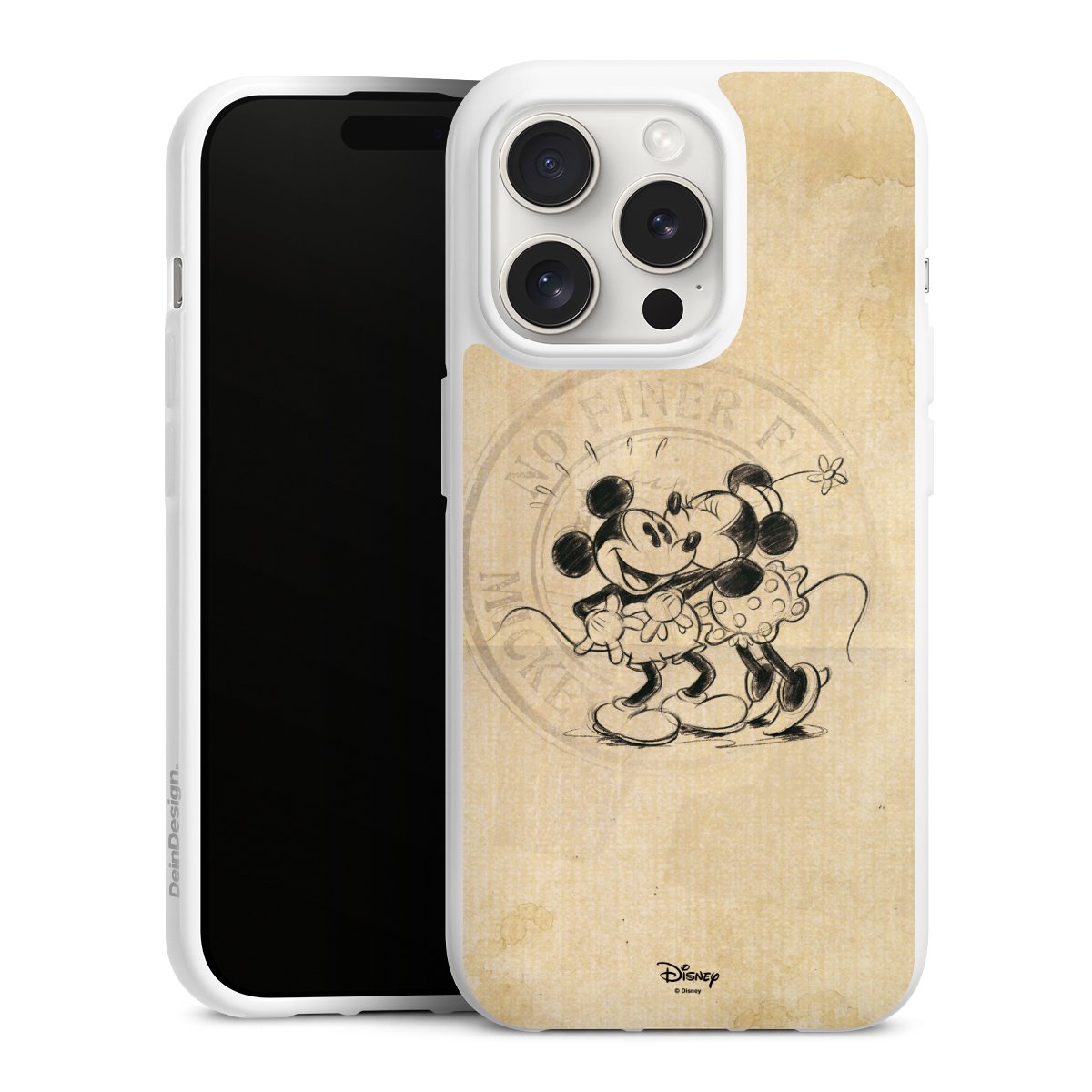 iPhone 15 Pro Handy Silikon Hülle Case weiß Handyhülle Mickey Mouse Vintage Minnie Mouse Silikon Case