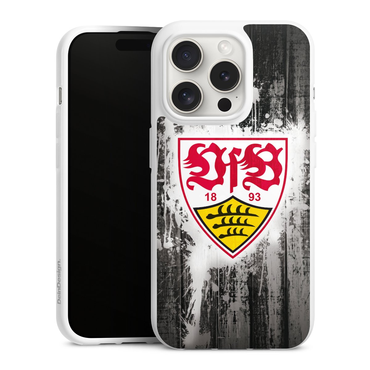 iPhone 15 Pro Handy Silikon Hülle Case weiß Handyhülle Vfb Stuttgart Official Licensed Product Silikon Case